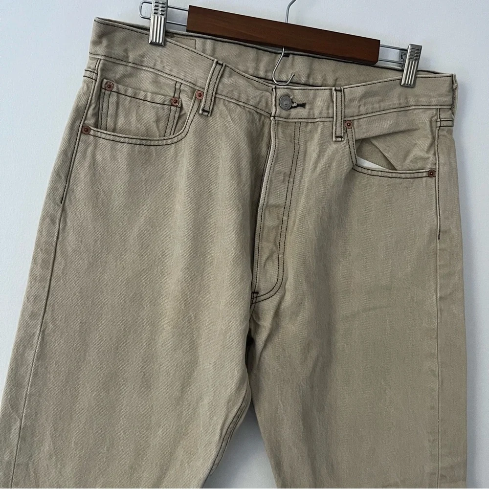 Levis 501 XX Straight Leg Beige Button Fly Rigid Y2K Jeans 36 X 34 (34 X 31)
